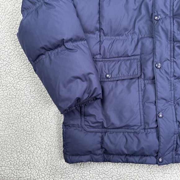 LL Bean Puffer Downtek Jacket Men Medium Reg Blue Removable Hood Pertex 295958 - Picture 10 of 16
